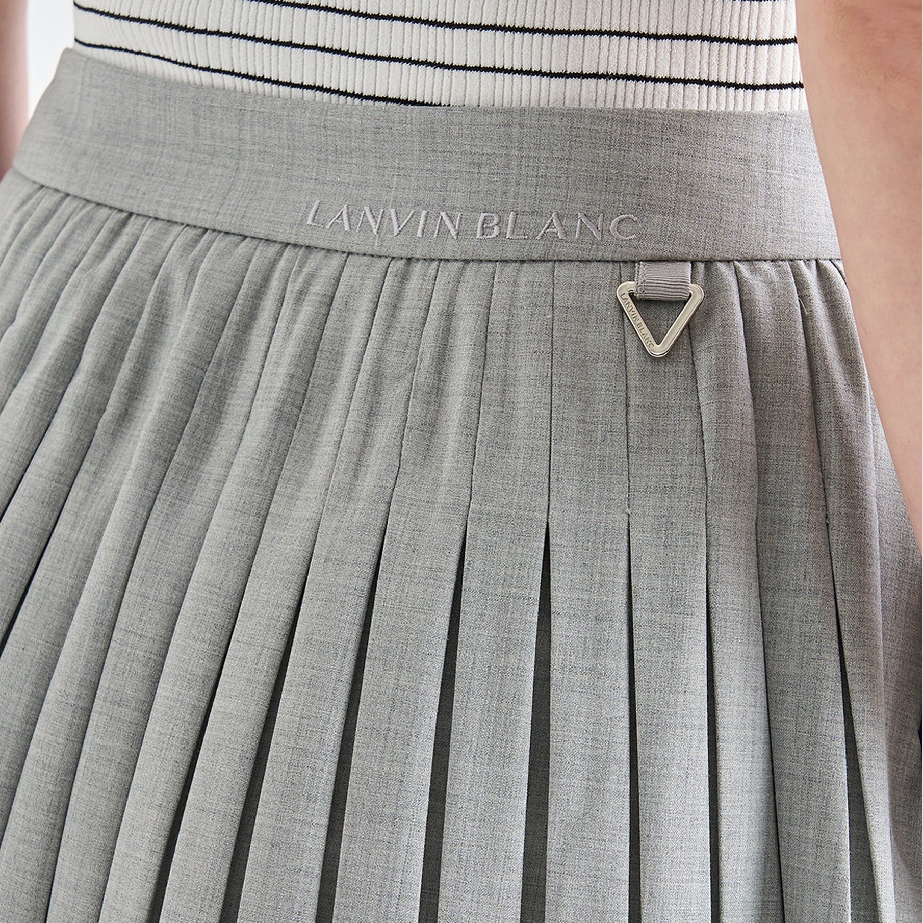 Lanvin Blanc Grey Wool Blend Pleated Skirt - Erthe Golf