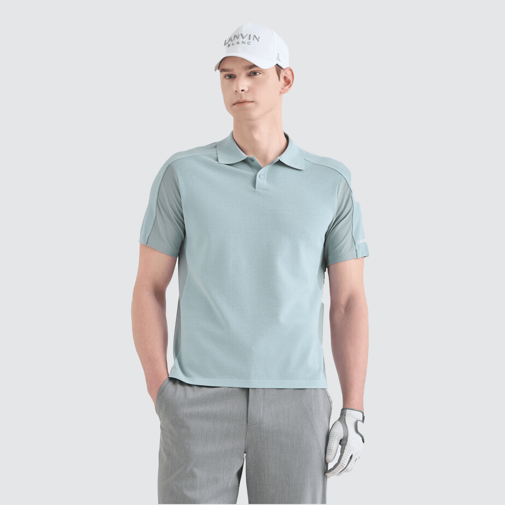 Men's Mesh Knit Polo - Mint Gray - Erthe Golf