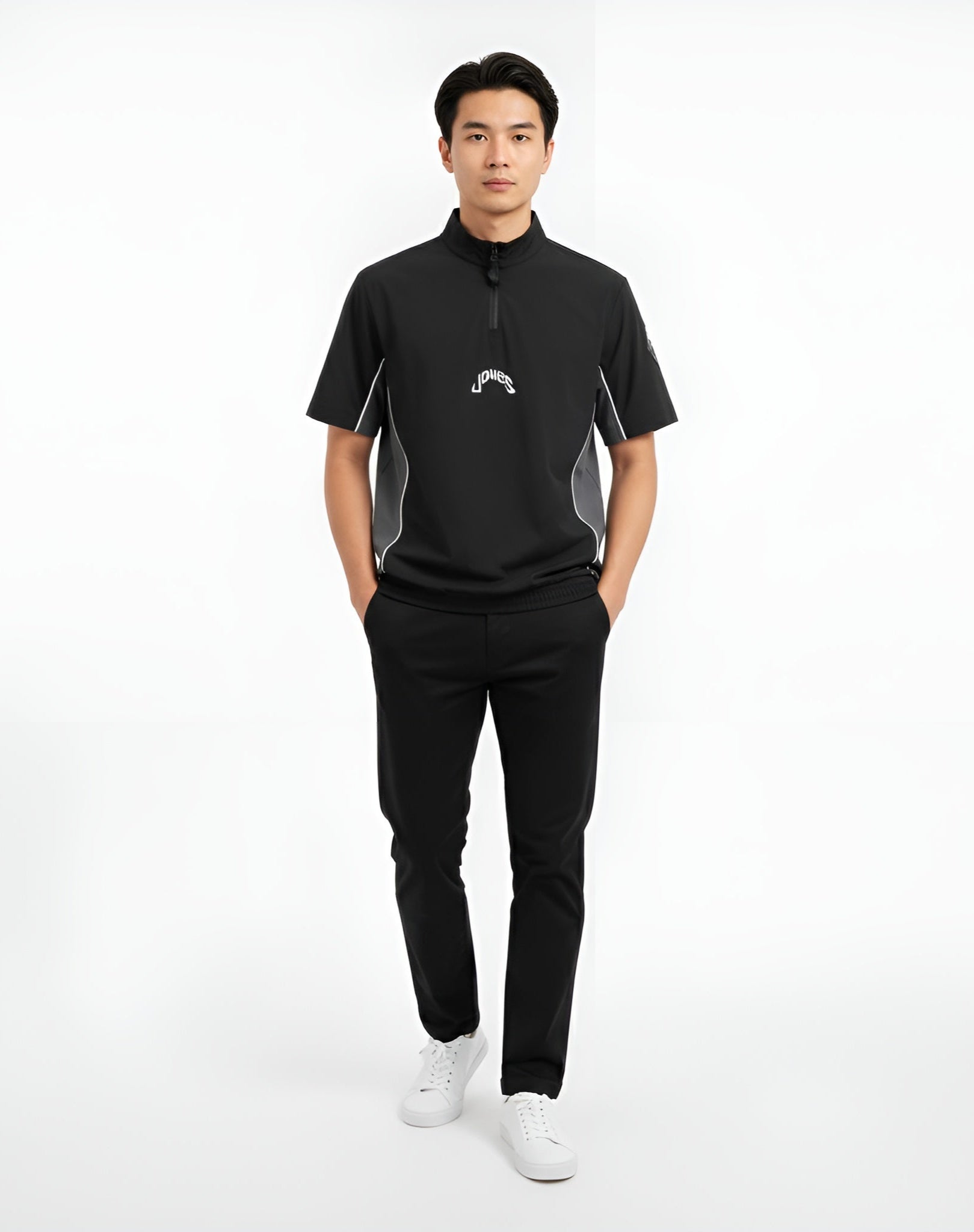[WAAC x JONES] Men&#39;s Zip Top - Black - Erthe Golf