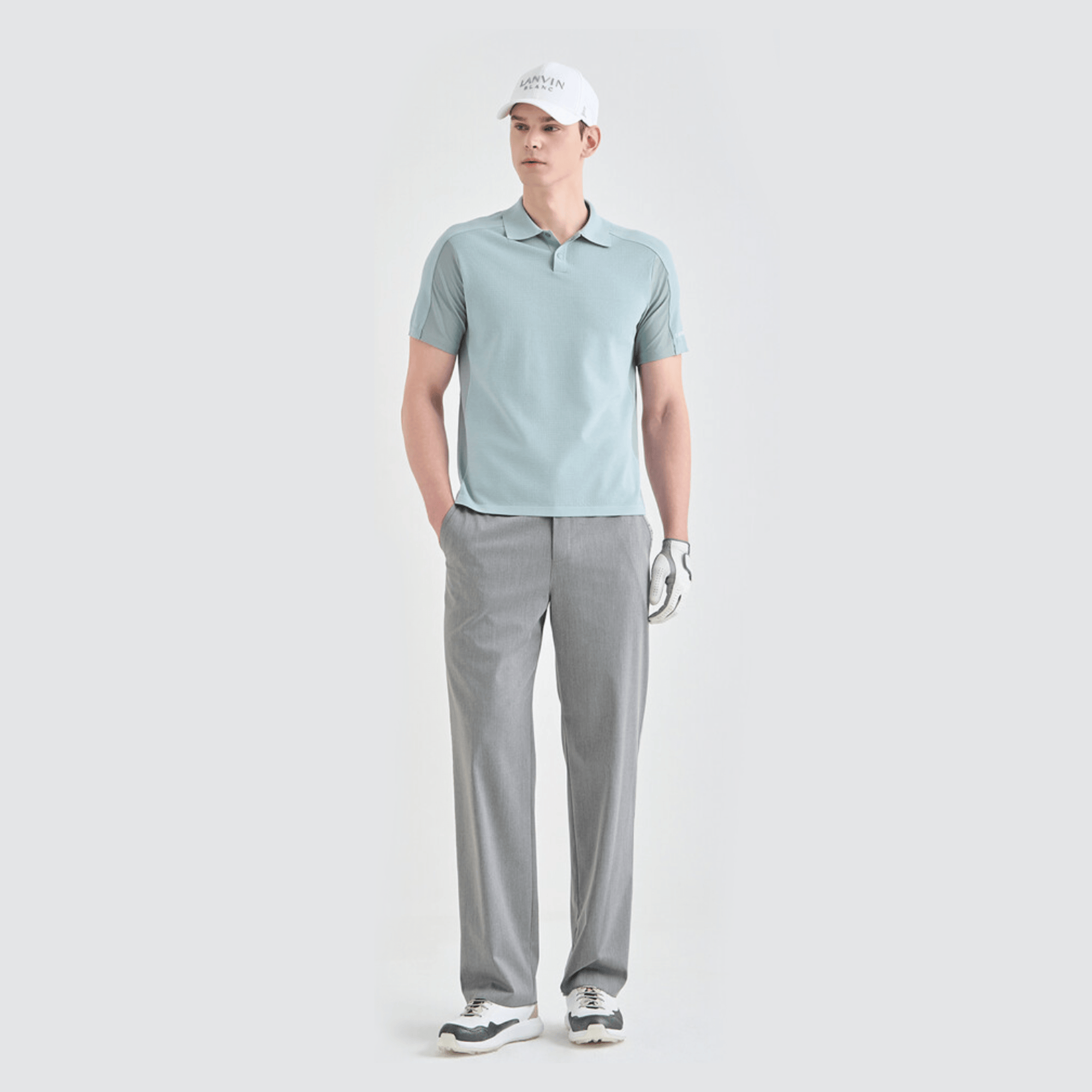 Men's Mesh Knit Polo - Mint Gray - Erthe Golf