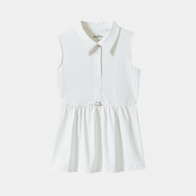 Women's A - Line Sleeveless Polo - White - Erthe Golf
