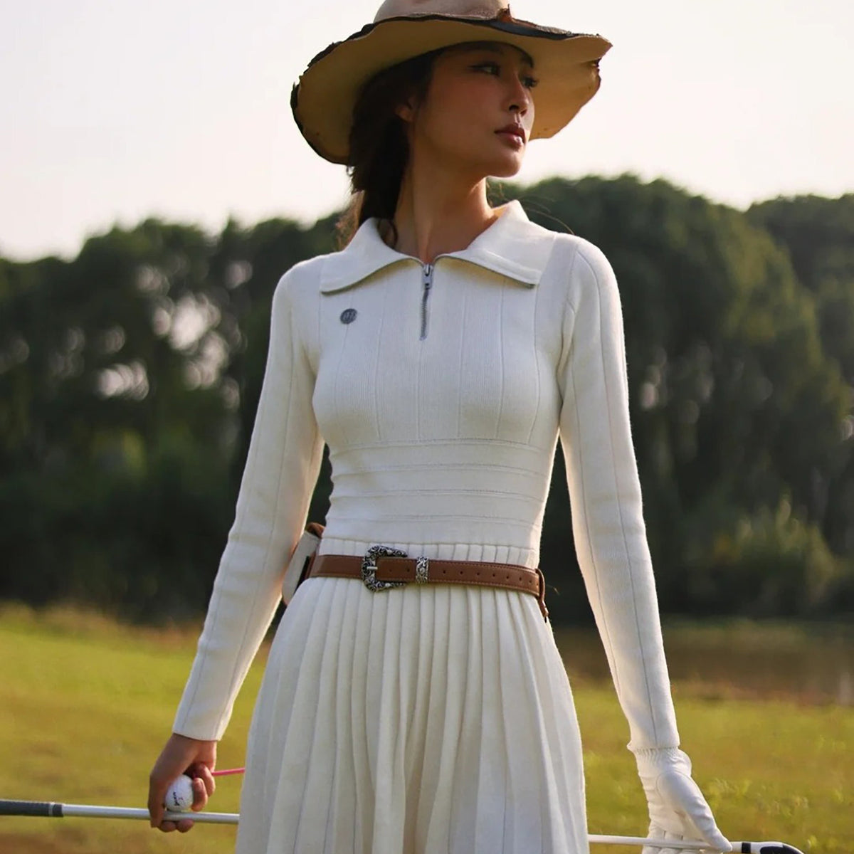Loveland Knitted Dress - White - Erthe Golf