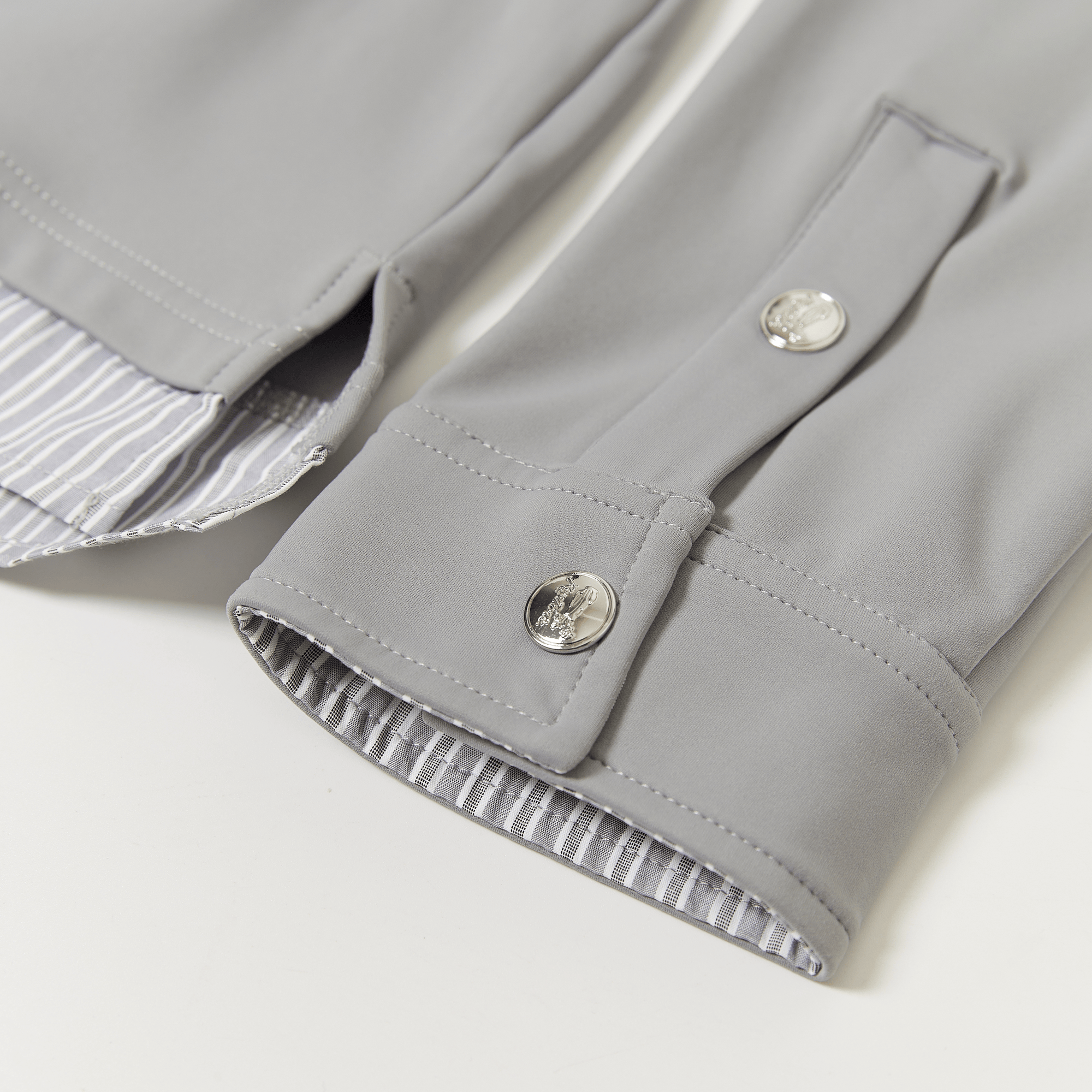 Keypote Long Sleeve Layered Polo Shirt-Grey