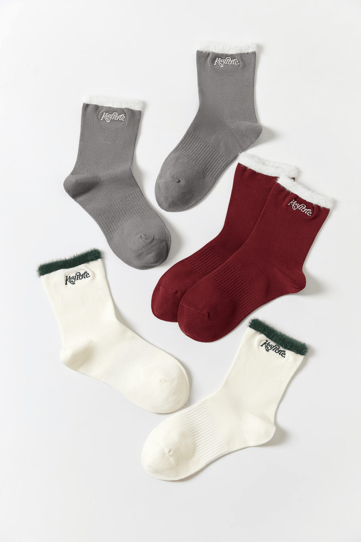 Keypote Women's Fluffy Crew Socks - Grey - Erthe Golf