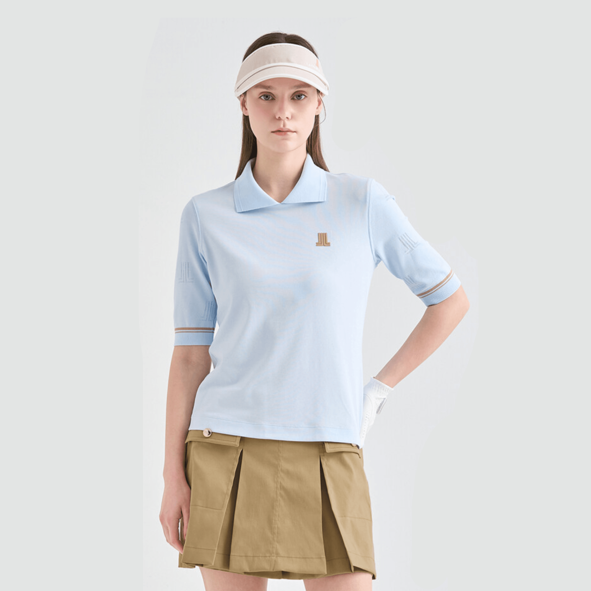 Women's Logo Stretch Polo - Light Blue - Erthe Golf