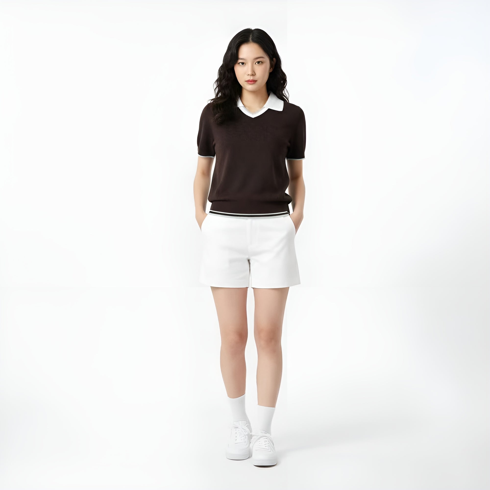 Le Coq Golf Women's Collar Sweater - Black - Erthe Golf
