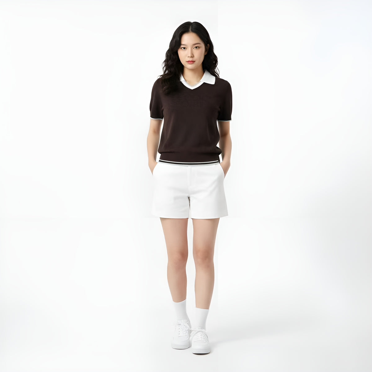 Le Coq Golf Women's Collar Sweater - Black - Erthe Golf