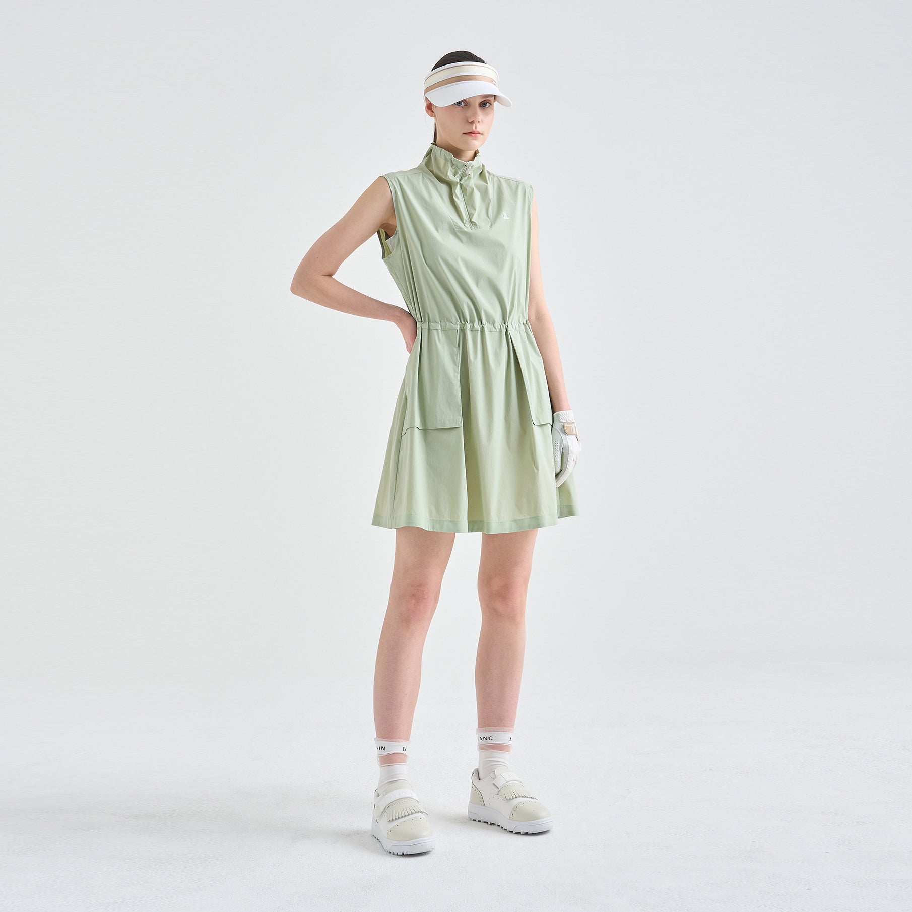 Lanvin Blanc Green Mock Neck Drawstring Dress - Erthe Golf