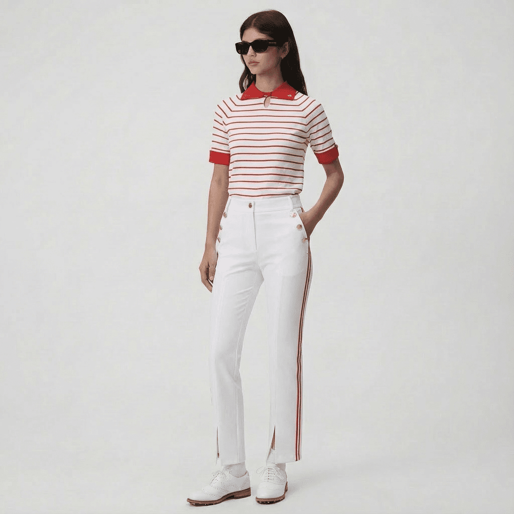 Women's Button Bootscut Pants - Off White - Erthe Golf