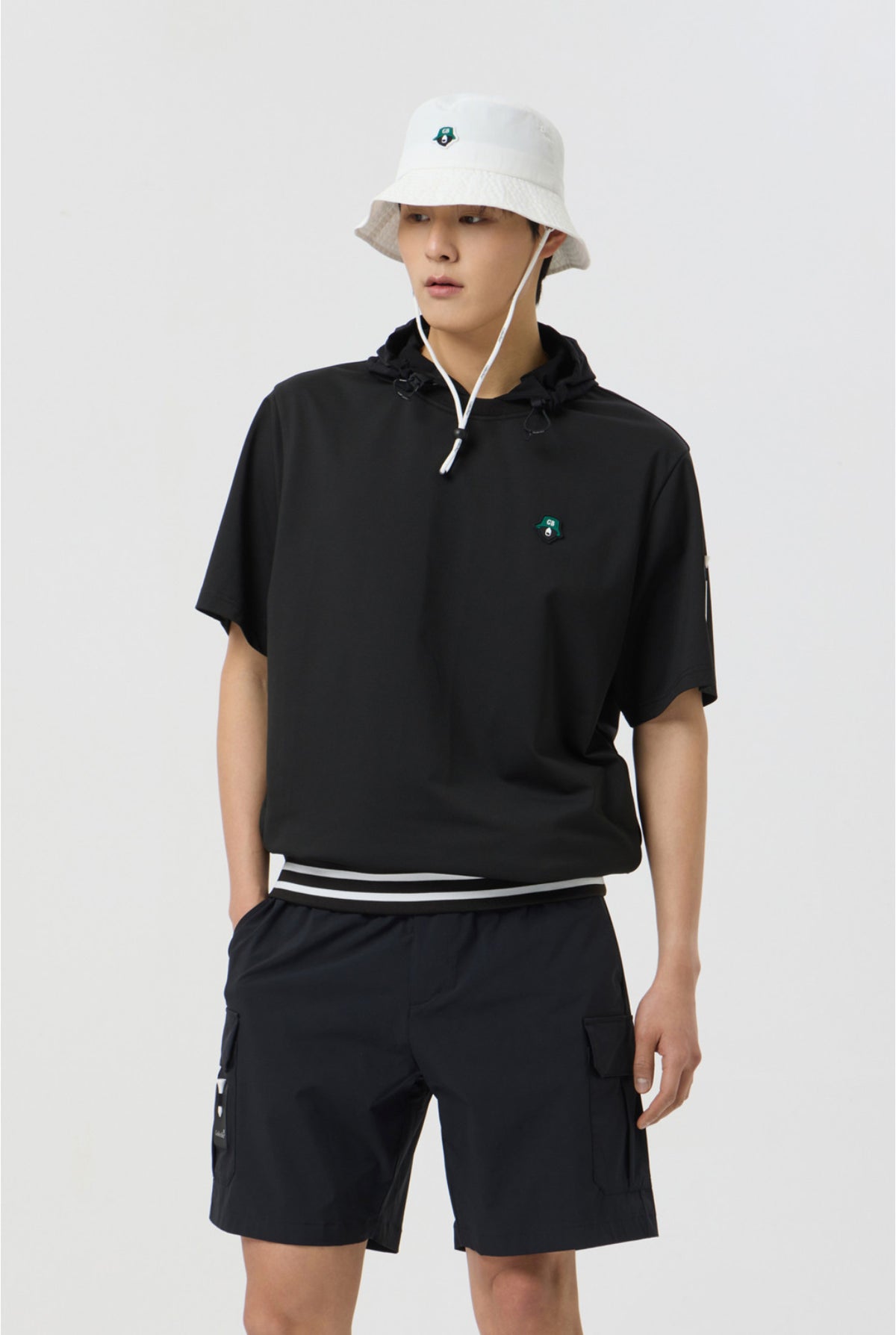 Golden Bear Woven Hoodie T-shirt Black - Erthe Golf