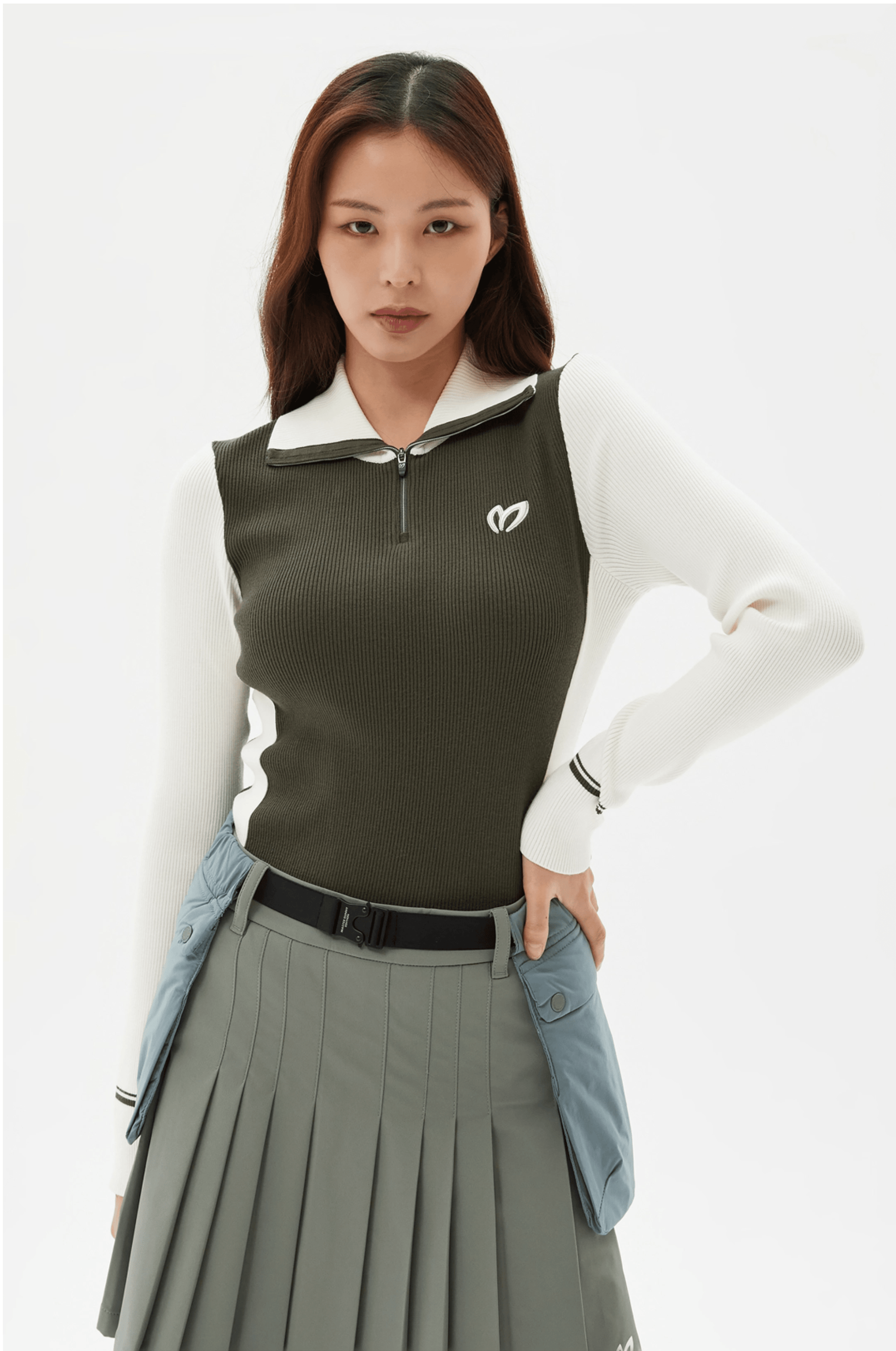 Master Bunny Edition Women Zip Top - Green - Erthe Golf