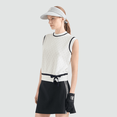 Women's Ribbon Knit Vest - Off White - Erthe Golf