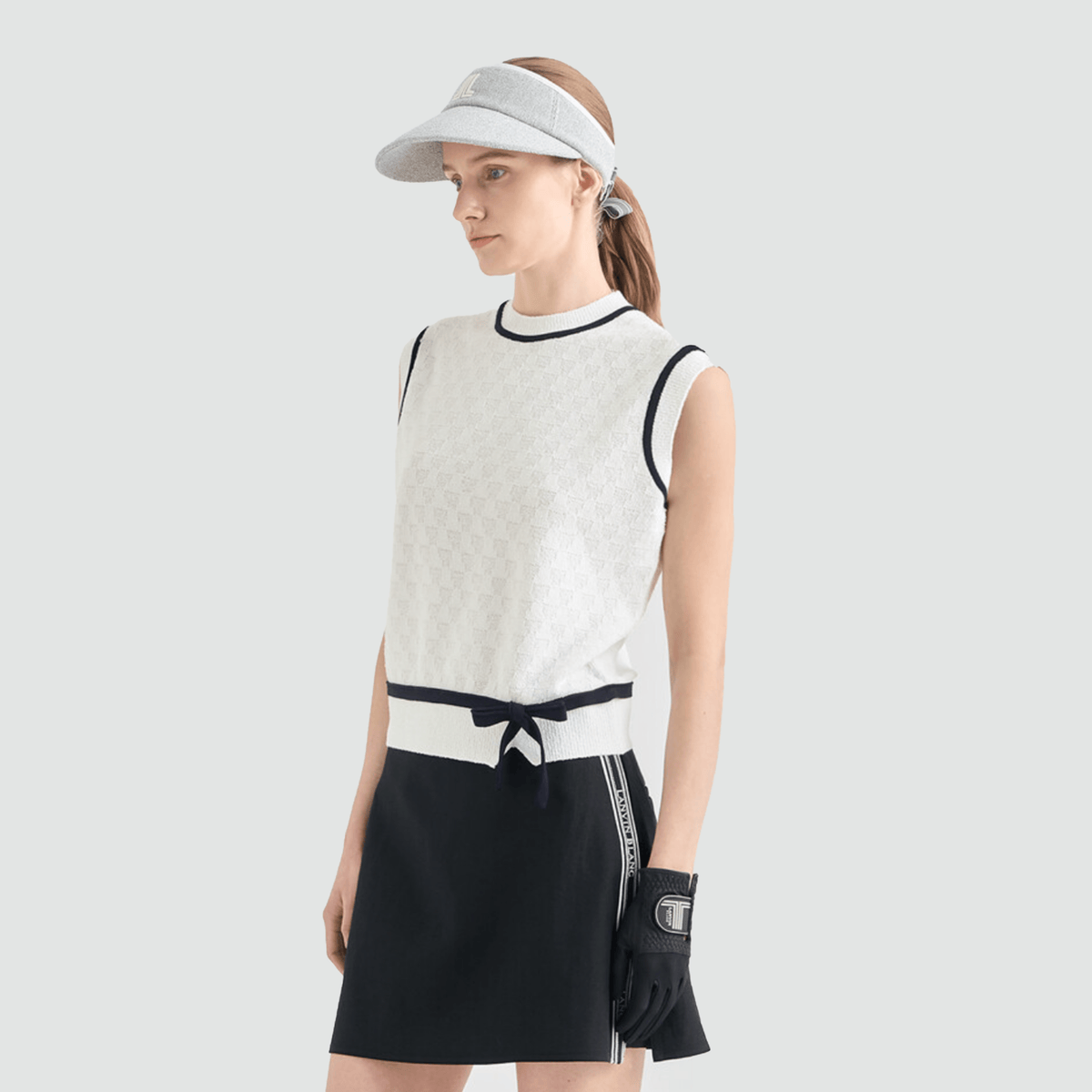 Women's Ribbon Knit Vest - Off White - Erthe Golf
