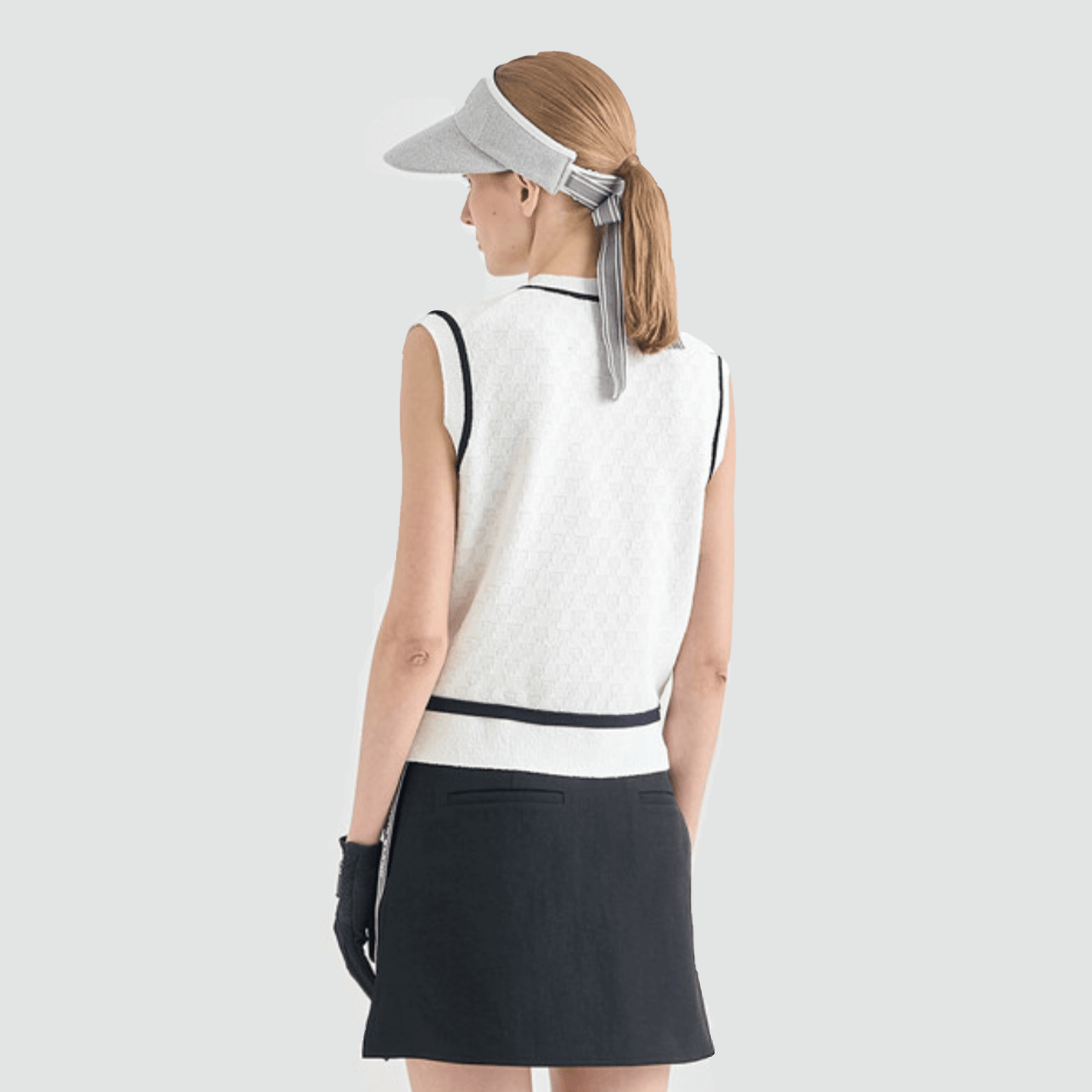 Women's Ribbon Knit Vest - Off White - Erthe Golf