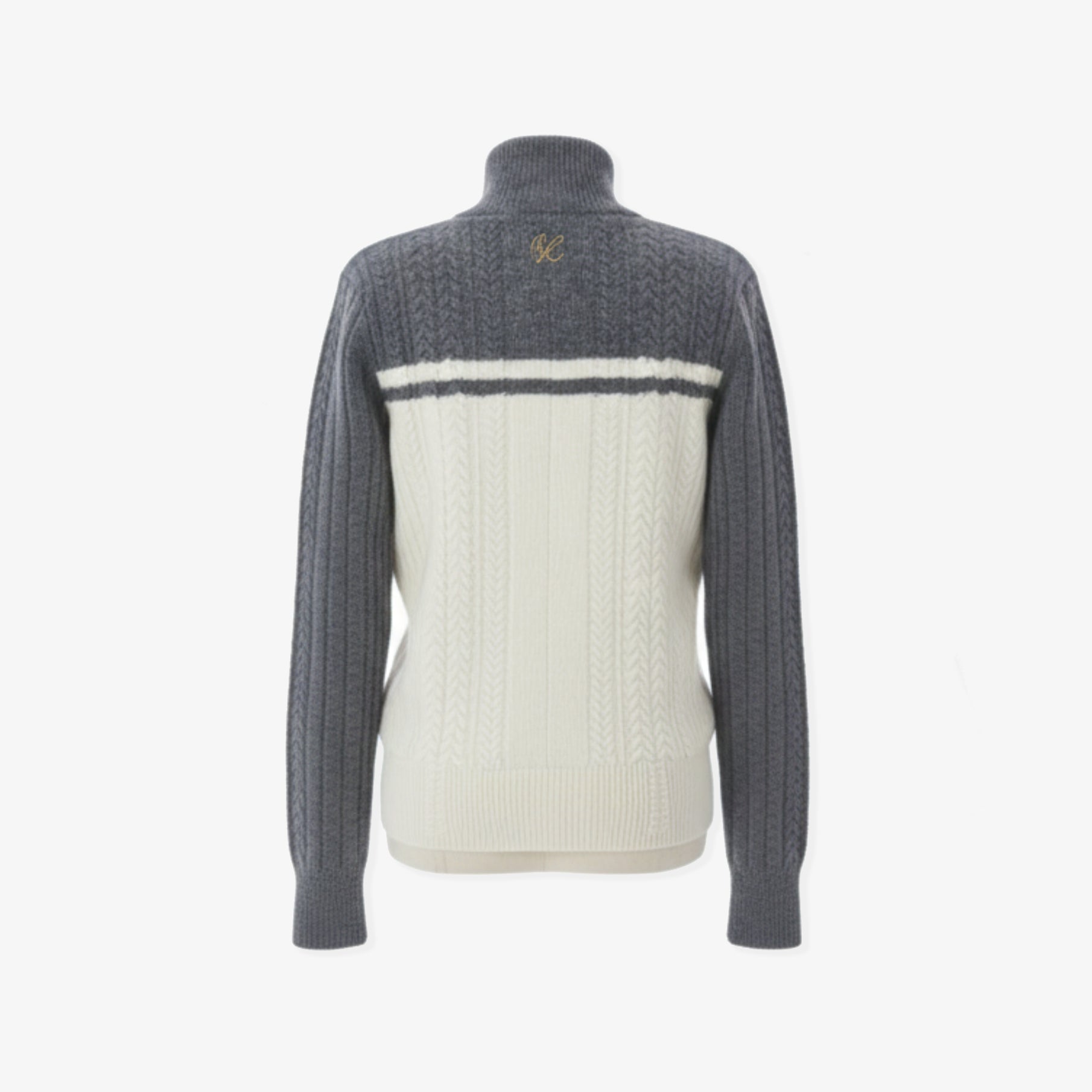 Women's Cable Knit Zipup - Melange Gray - Erthe Golf
