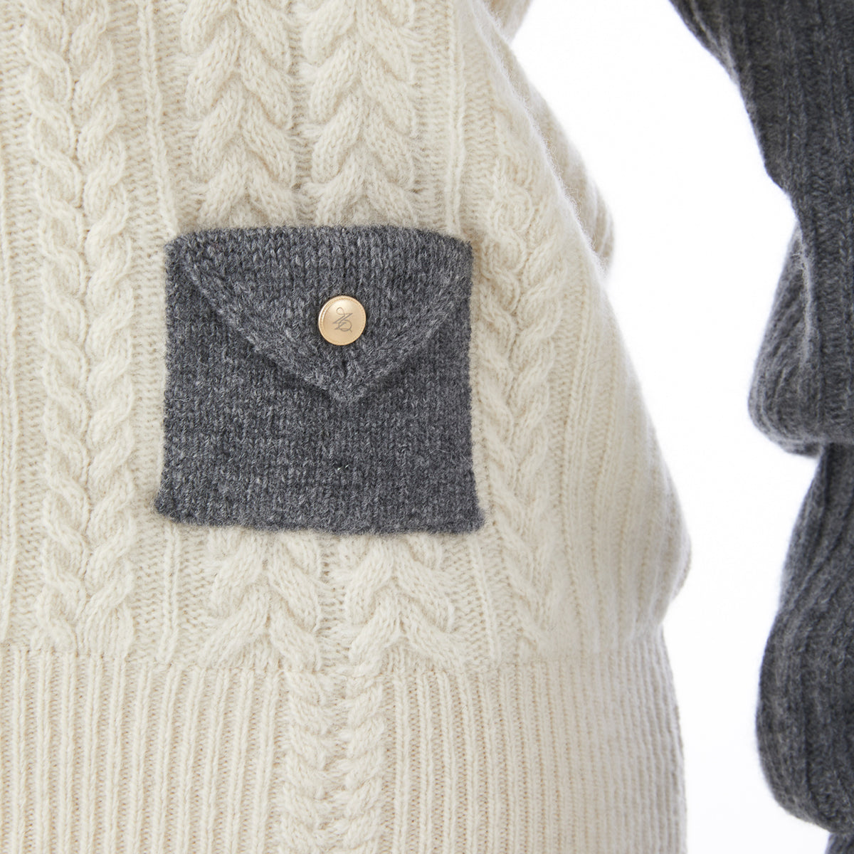 Women's Cable Knit Zipup - Melange Gray - Erthe Golf