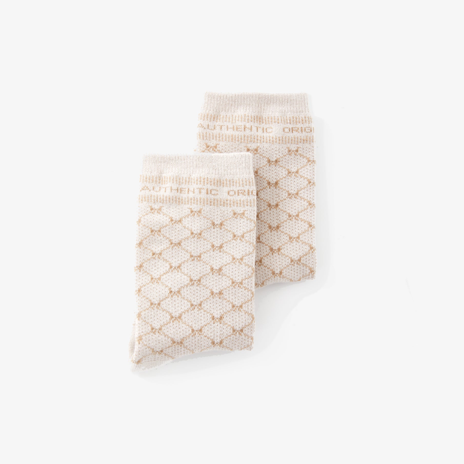 Unisex Jaquard Middle Socks - Beige - Erthe Golf