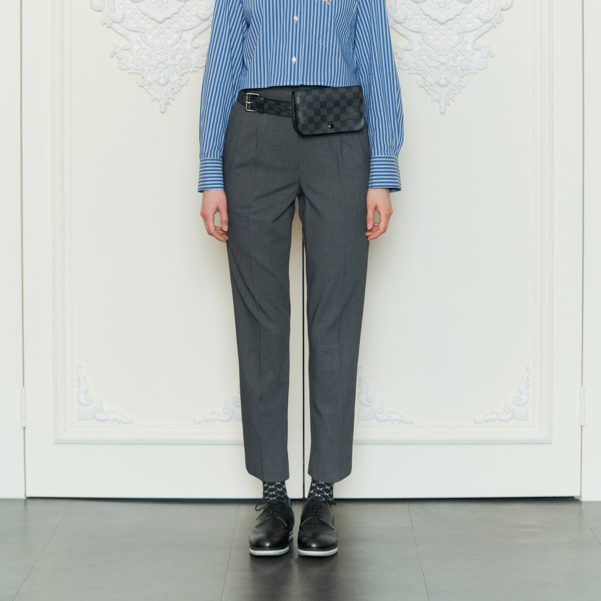 Women's Wool Tailored Pants - Melange Gray - Erthe Golf