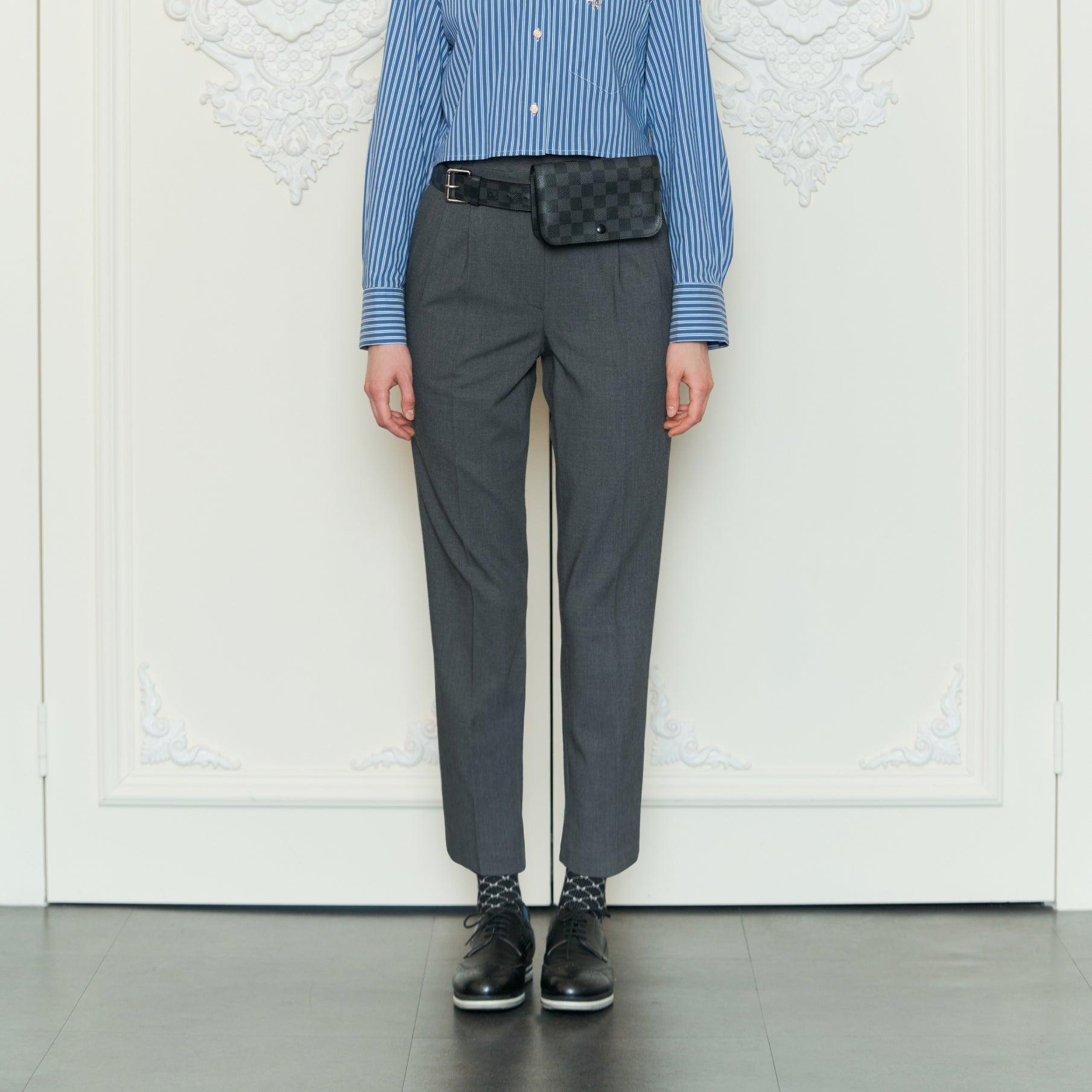 Women's Wool Tailored Pants - Melange Gray - Erthe Golf