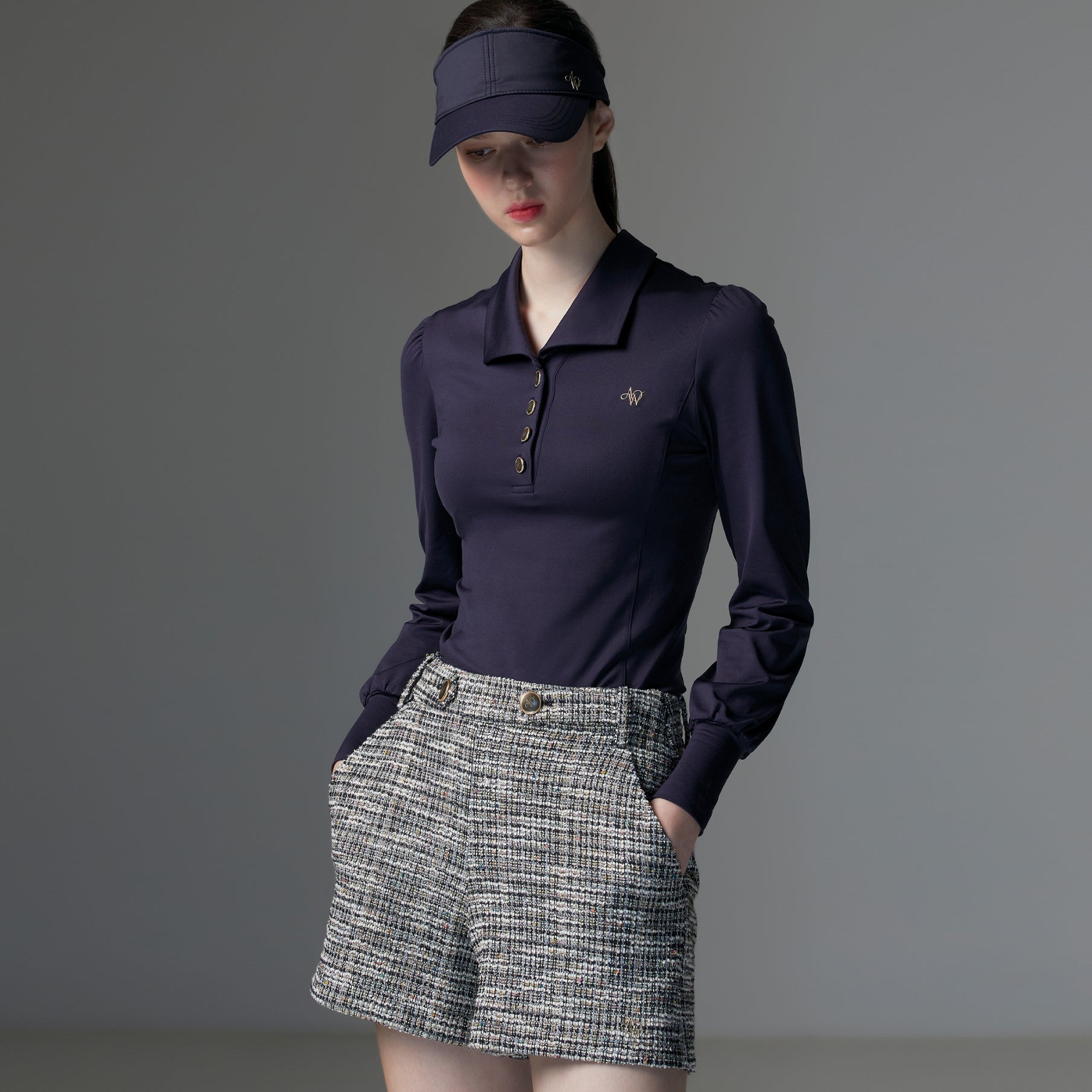Women's Tweed Shorts - Navy - Erthe Golf