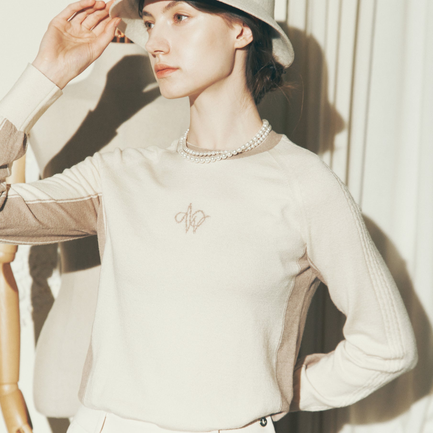 Women's Raglan Color Block Knit - Cream - Erthe Golf