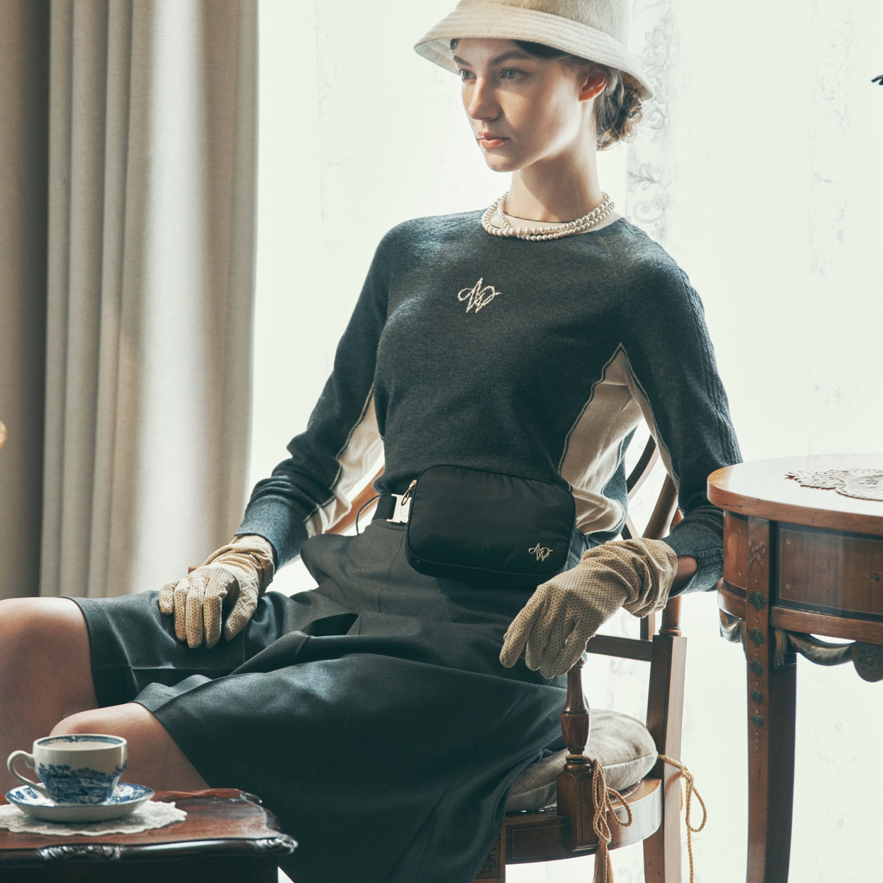 Women's Raglan Color Block Knit - Dark Gray - Erthe Golf