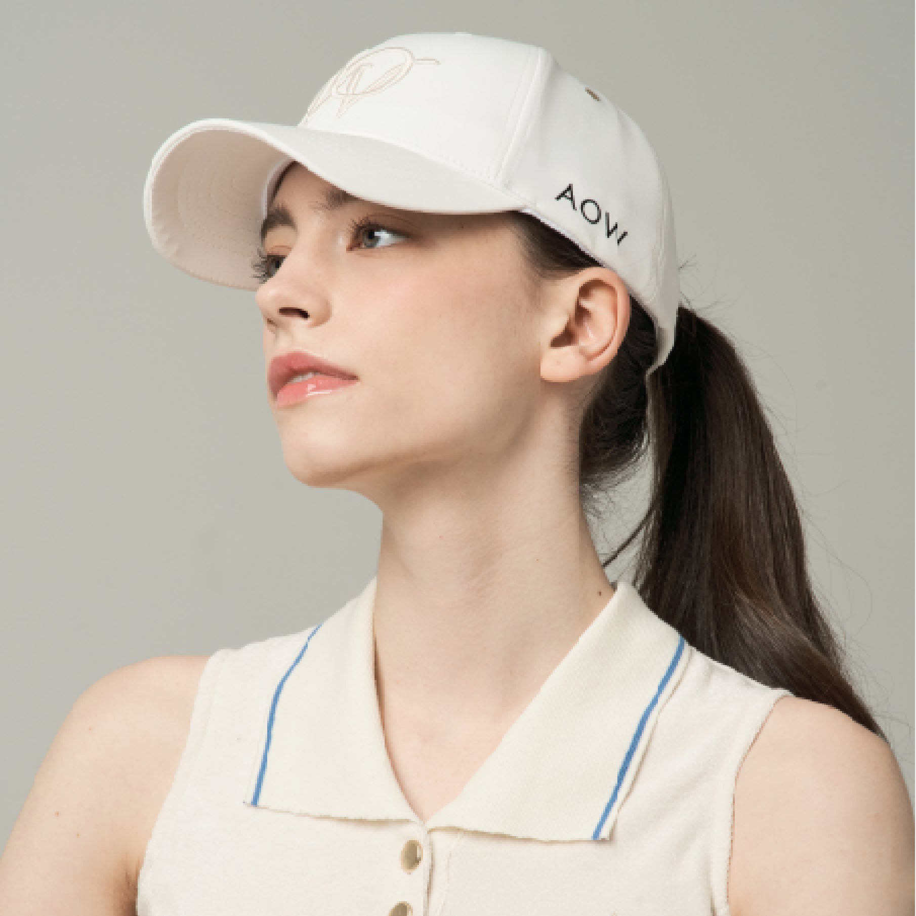 Unisex Embroidary Ball Cap - Off White - Erthe Golf