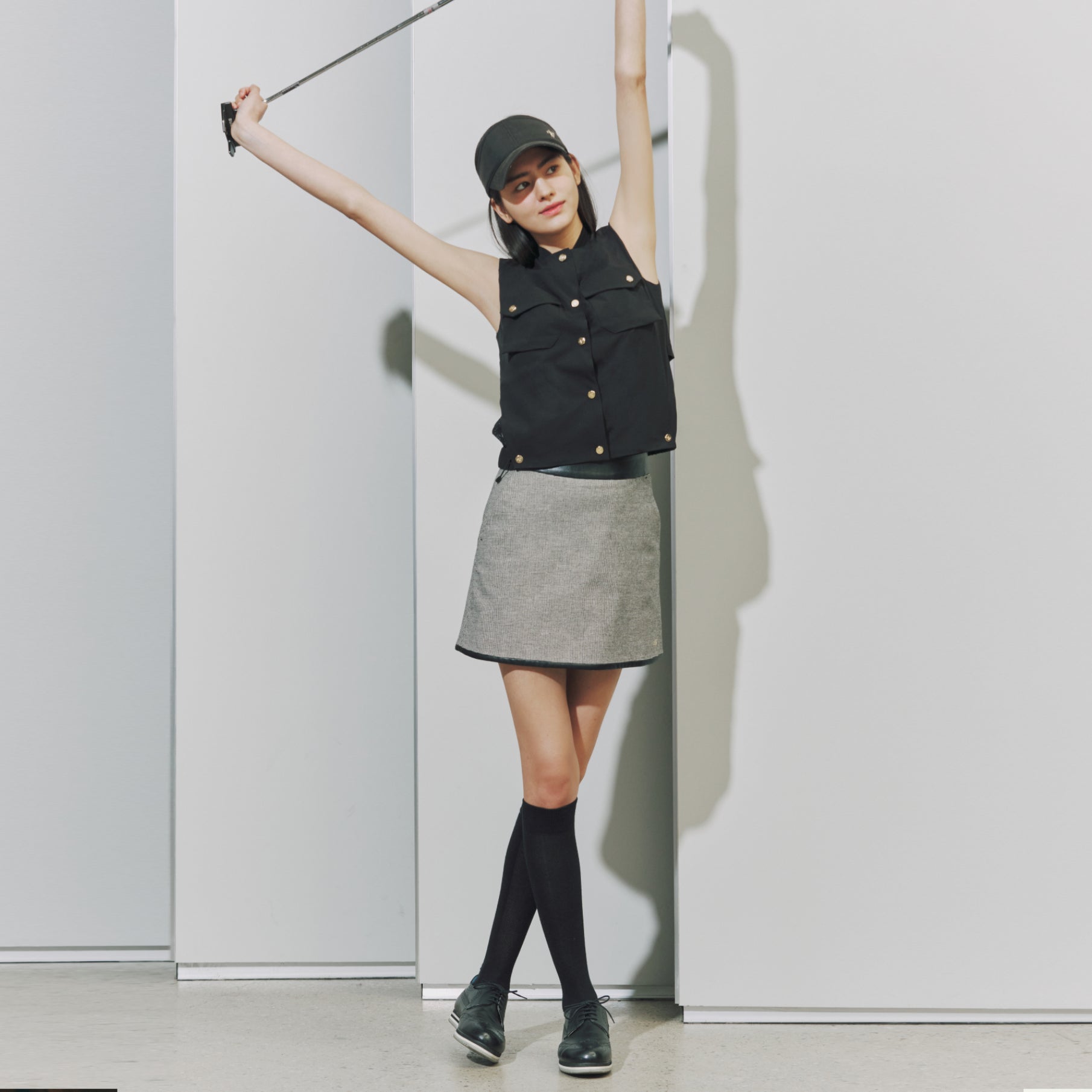 Women's Logo Long Socks - Black - Erthe Golf