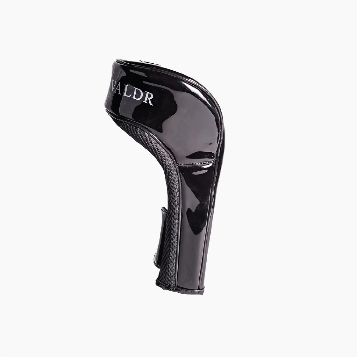 A glossy black golf club headcover with the brand name 'VALDR' printed in white on the upper portion, shown against a plain white background.