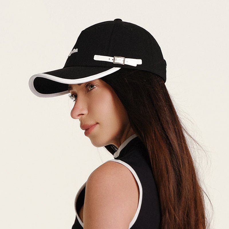 Keypote Black Clip Golf Cap Side Profile on Model | Erthe Golf