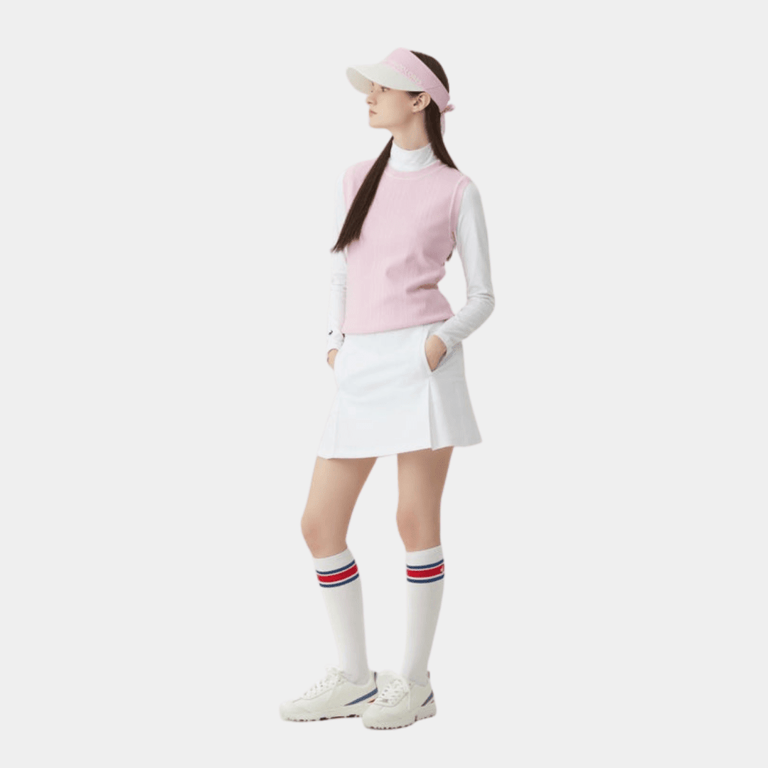 Women's Reverse Pleated Skirt - White - Erthe Golf