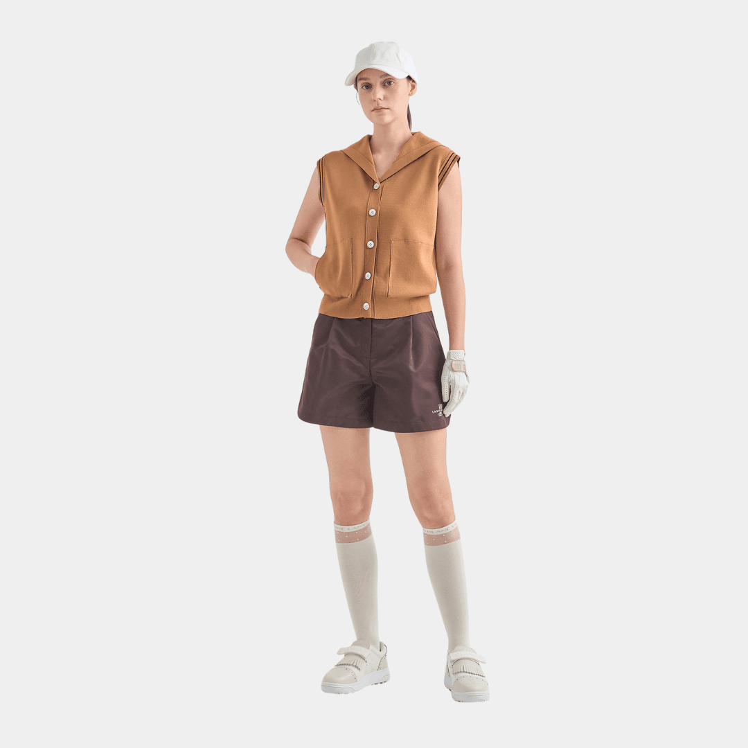 Women's Knit Vest - Camel - Erthe Golf