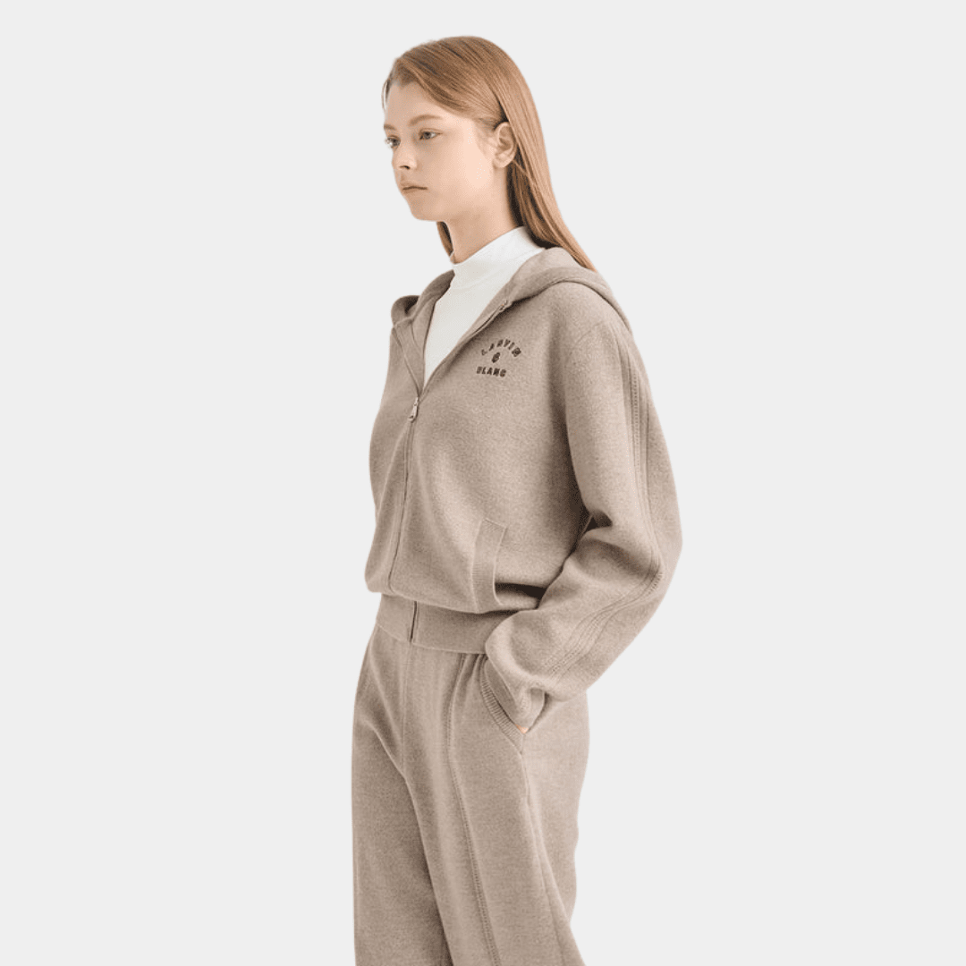 Women's Zip Hoodie - Sepia Beige - Erthe Golf