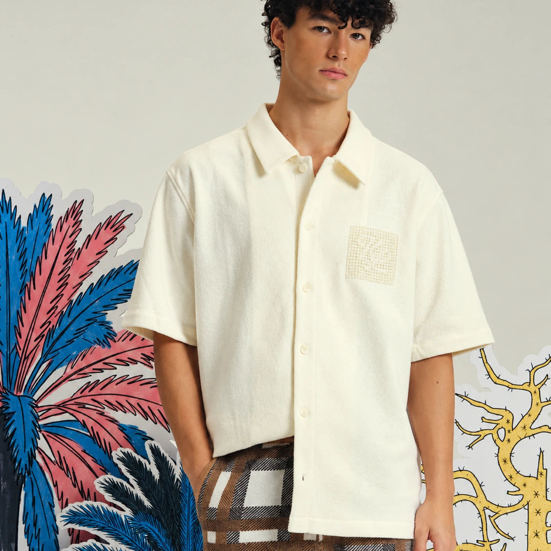 Men's Camp Collar Shirt - Off White
