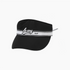 A black golf visor with a white stripe across the front featuring the text &