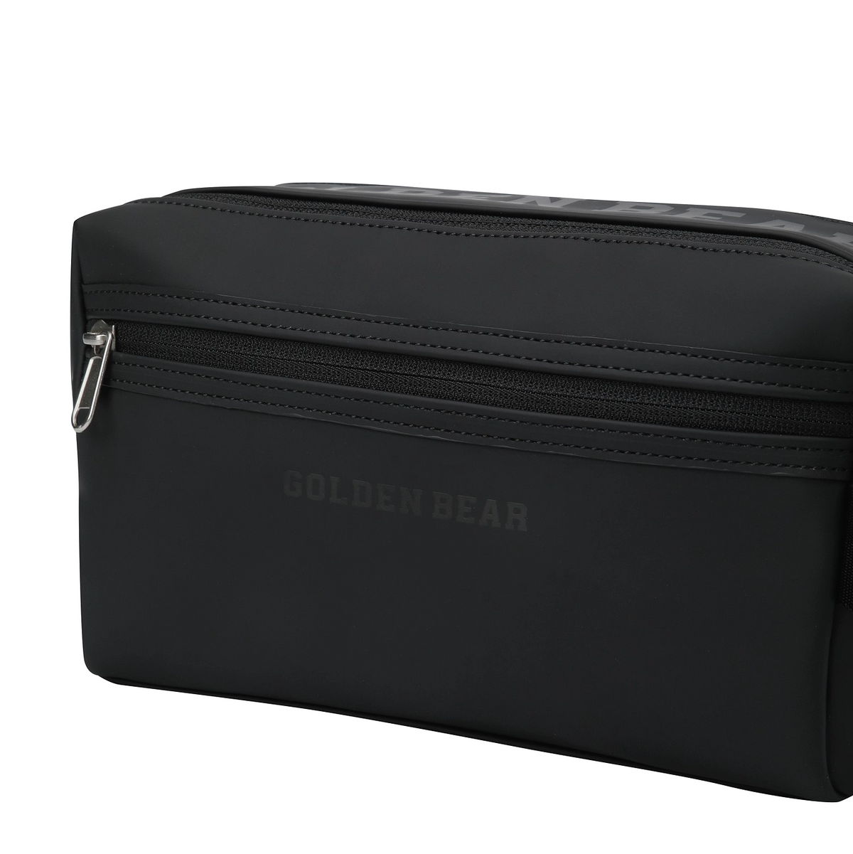 A black nylon pouch with a top zipper, featuring the brand name 'GOLDEN BEAR' embossed on the front and a silver metal zipper pull, shown against a plain white background.
