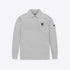A light gray long-sleeve polo shirt with a small black shield logo on the left chest and a black logo patch on the right sleeve, shown against a plain light gray background.