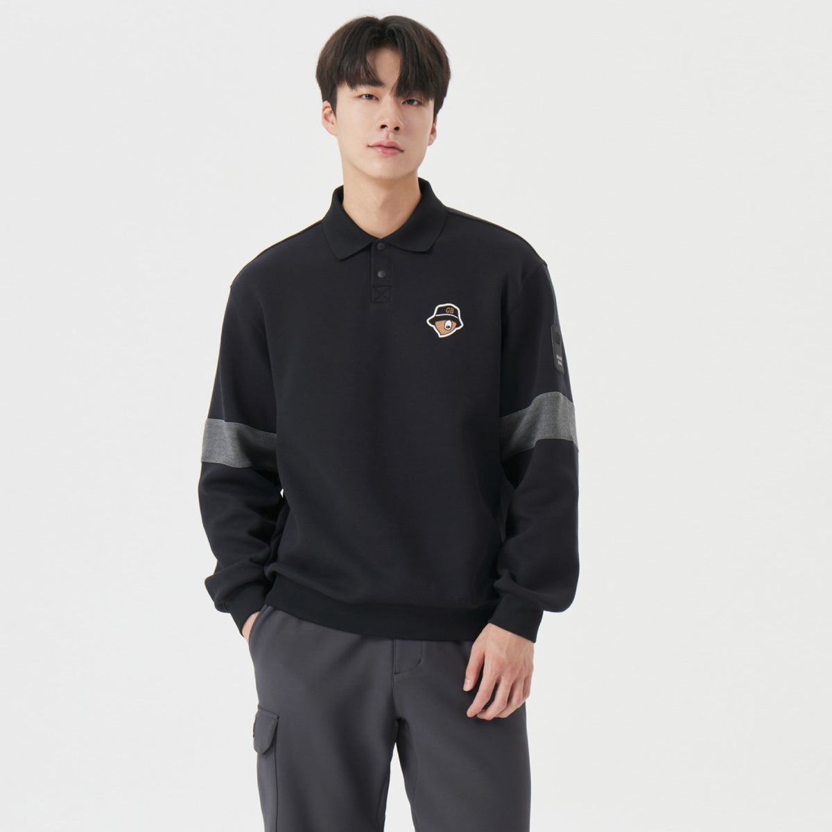 Men's Collar Sweatshirt - Black - Erthe Golf