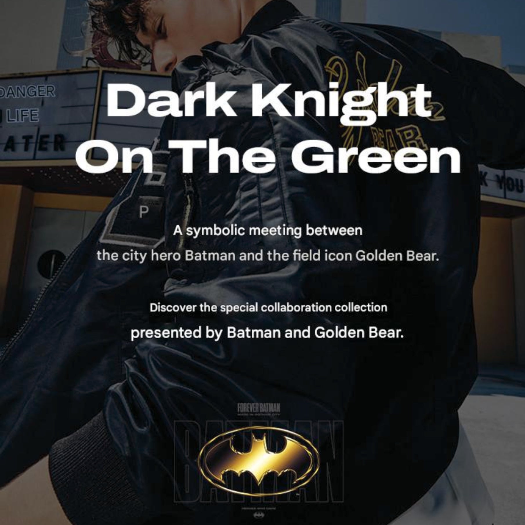 [Golden Bear x Batman] Men&#39;s Logo Coach Jacket - Black - Erthe Golf