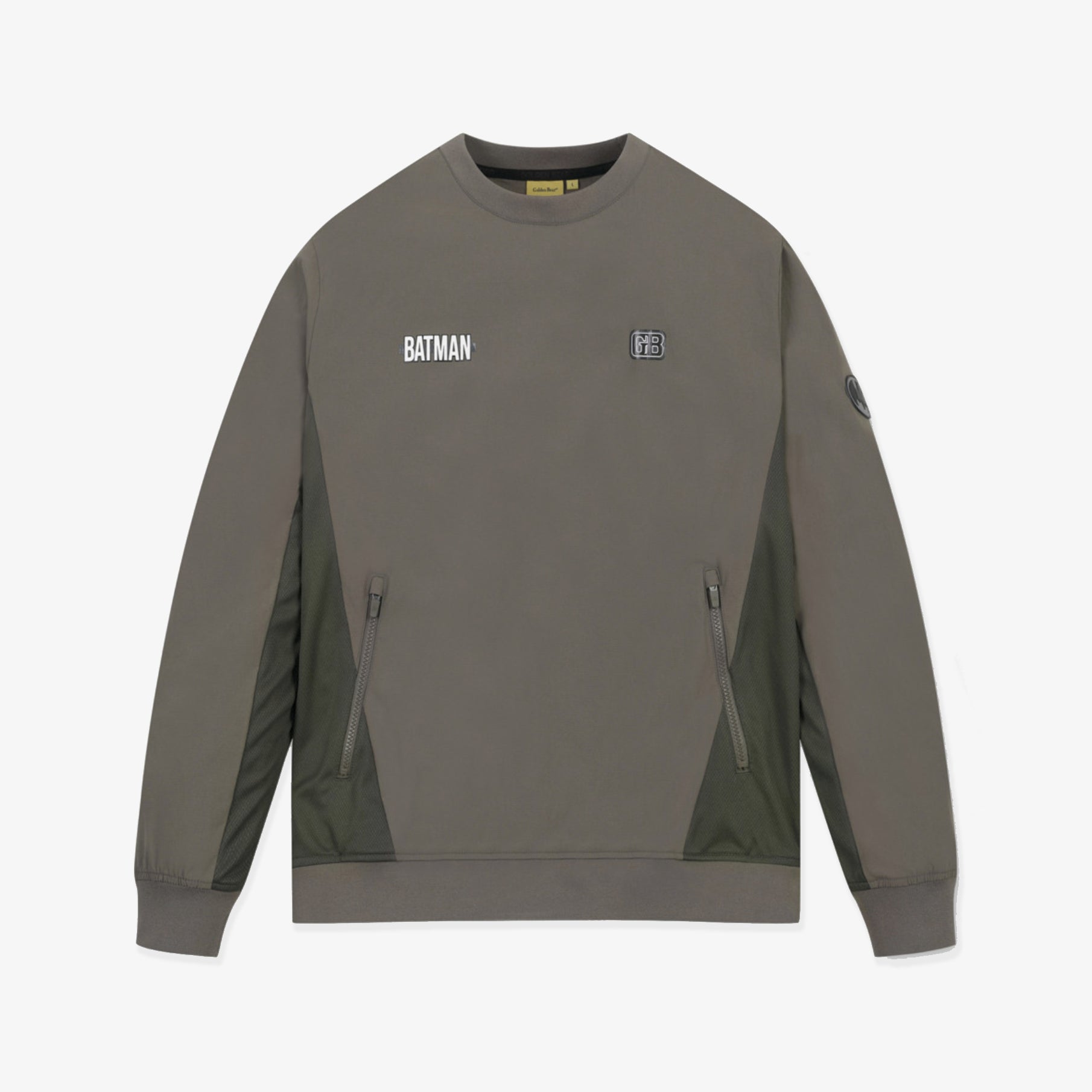 [Golden Bear X Batman] Men's Mesh Color Matching Woven Sweatshirt - Khaki - Erthe Golf