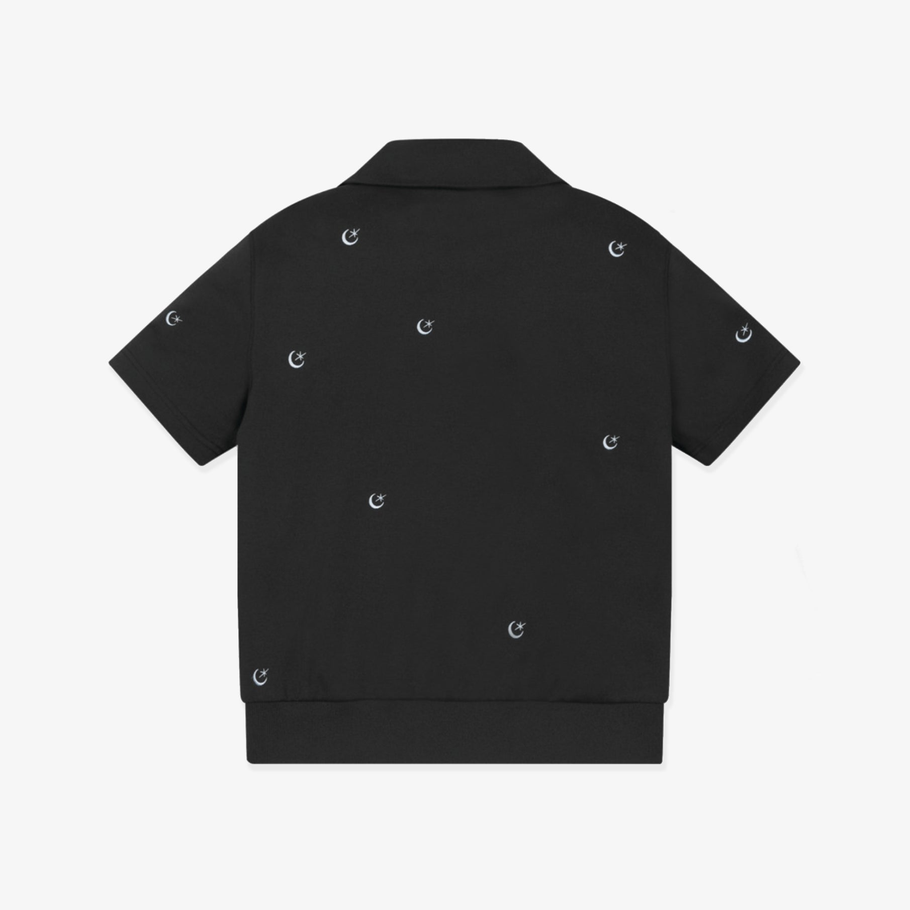 Women's Moon Embroidery Half Zip - Up Sweat - Black - Erthe Golf