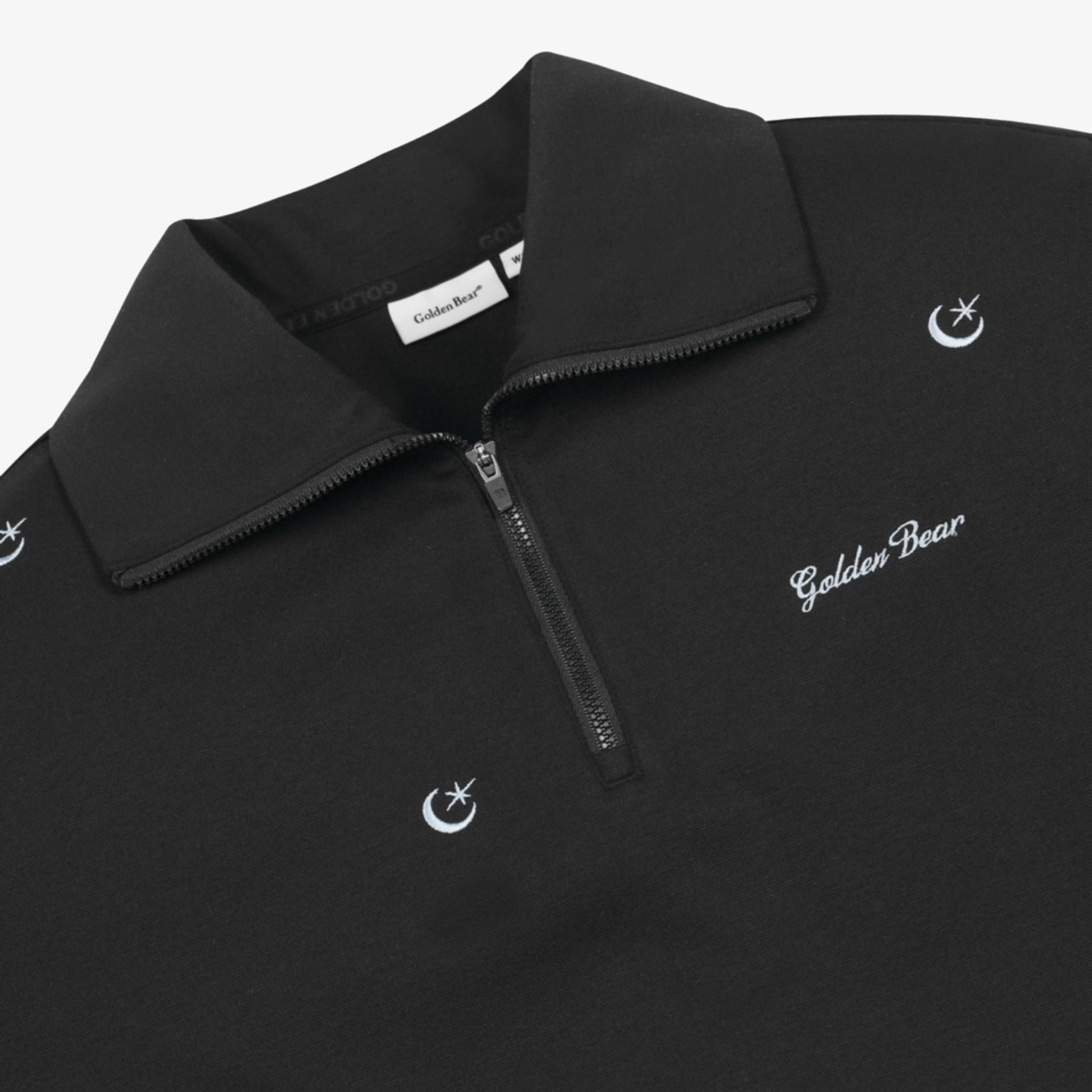 Women's Moon Embroidery Half Zip - Up Sweat - Black - Erthe Golf