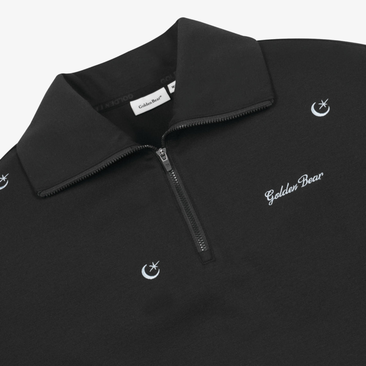 Women's Moon Embroidery Half Zip - Up Sweat - Black - Erthe Golf