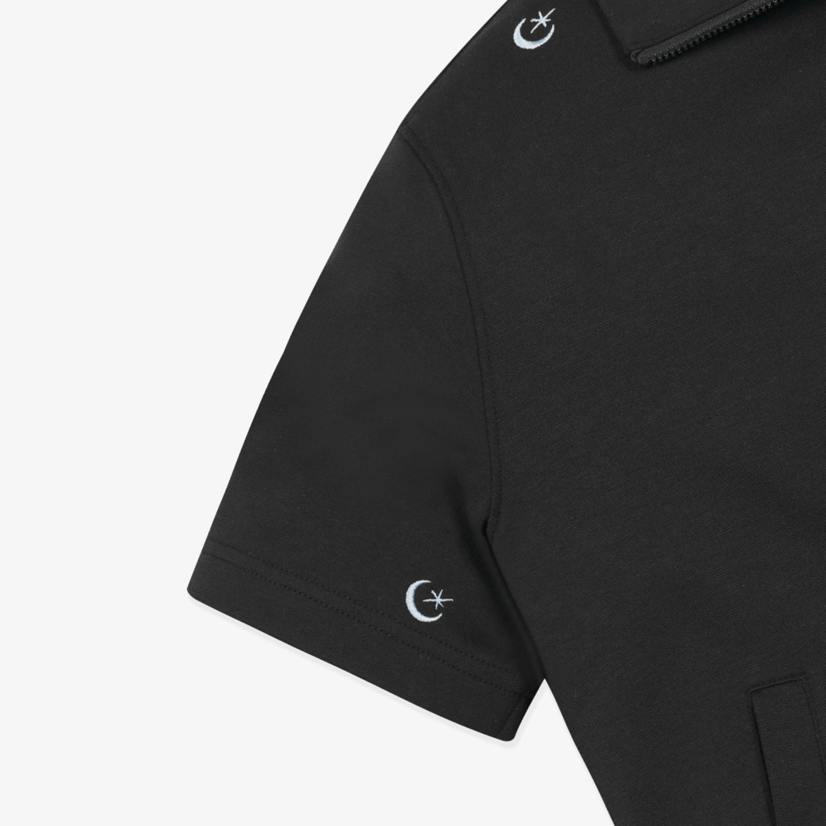 Women's Moon Embroidery Half Zip - Up Sweat - Black - Erthe Golf