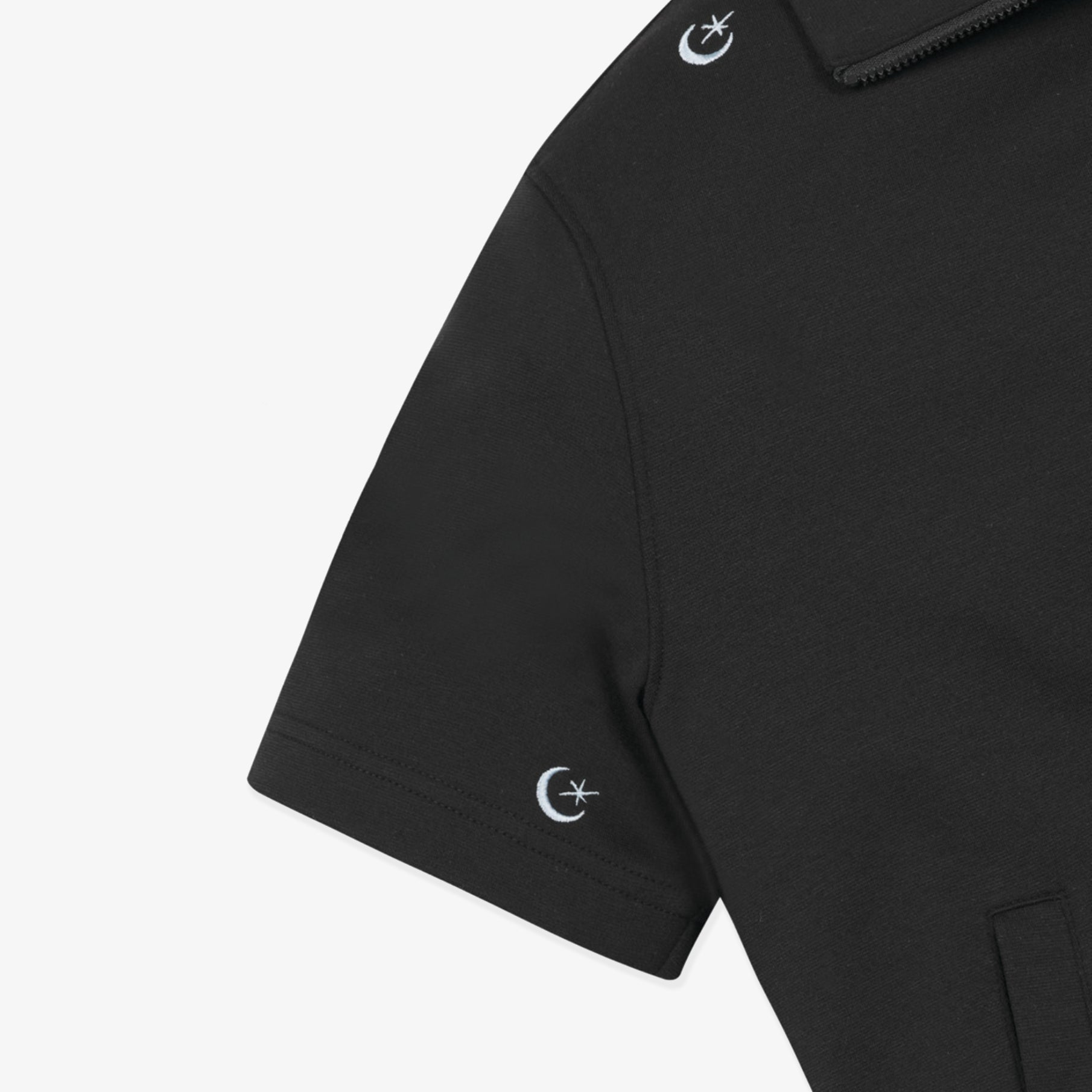 Women's Moon Embroidery Half Zip - Up Sweat - Black - Erthe Golf