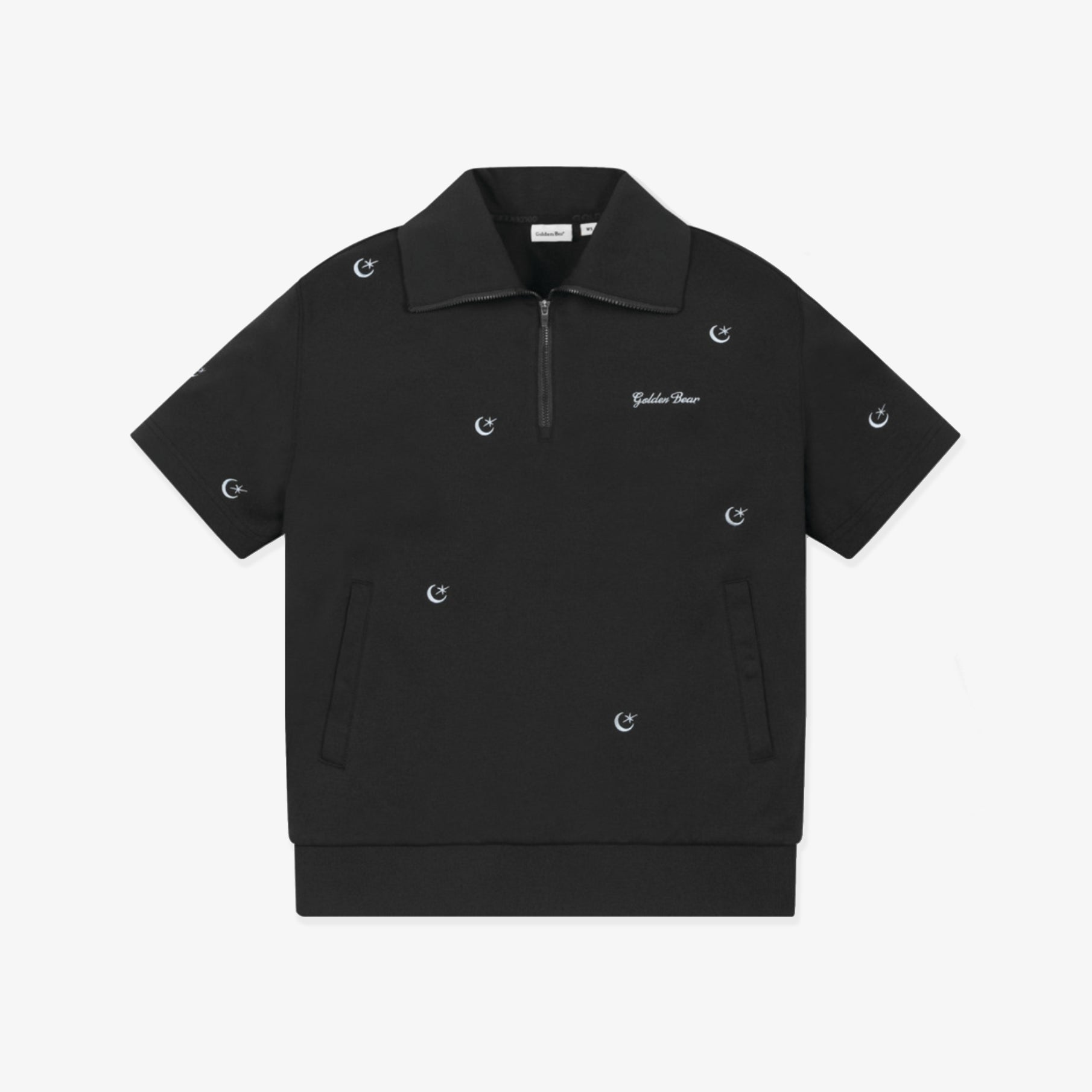 Women's Moon Embroidery Half Zip - Up Sweat - Black - Erthe Golf