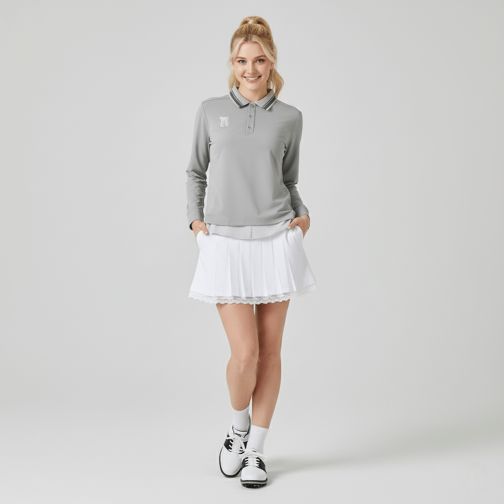 Keypote Women Polo Skirt Set - Grey/White - Erthe Golf