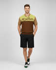 Men Logo Shirts Shorts Set - Brown/Black - Erthe Golf