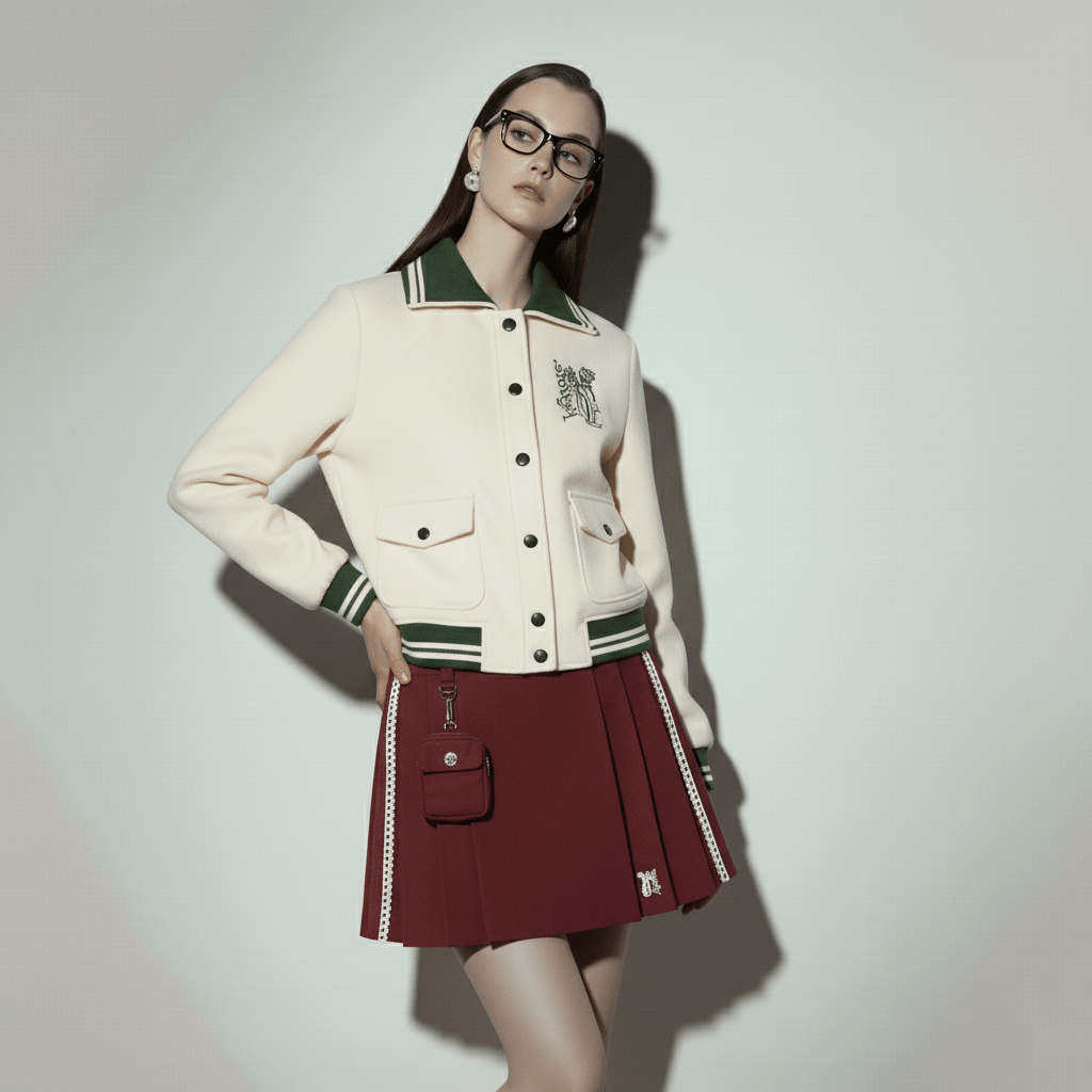 Keypote Women Jacket Skort Set - Green/Burgundy - Erthe Golf