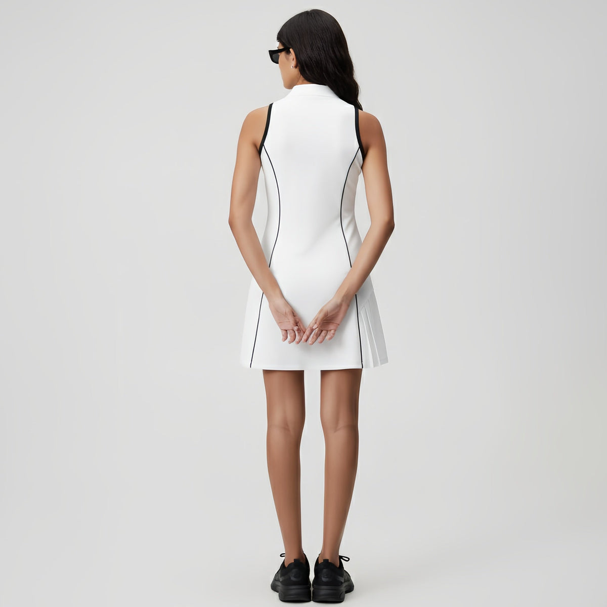 Women’s Trim Polo Dress – White - Erthe Golf